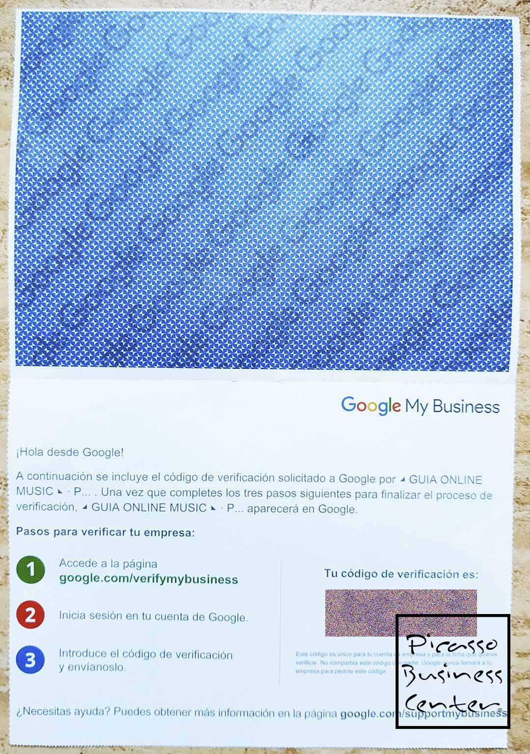 خطاب من Google My Business لتوطين الشركة في إسبانيا توطين الشركة في إسبانيا