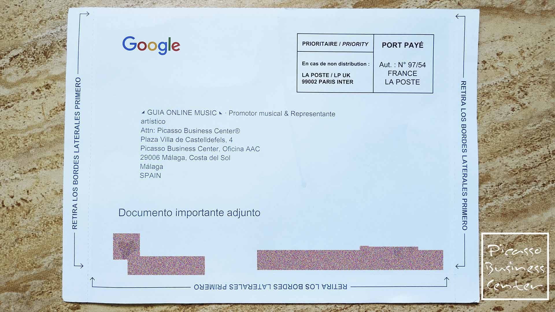 خطاب من Google My Business لتوطين الشركة في مالقة توطين الشركة في ملقة